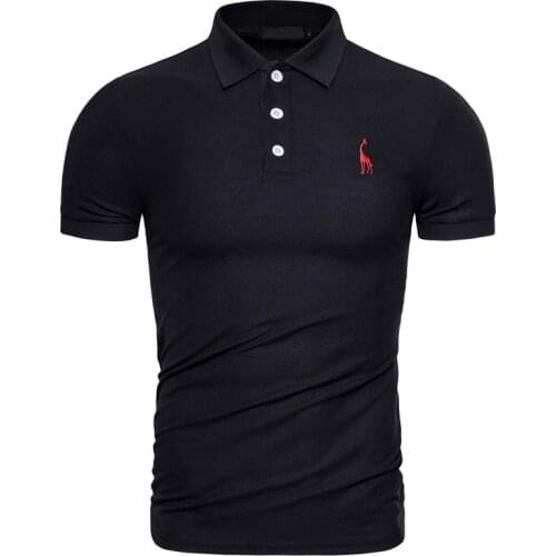 New Cotton Mens Short Sleeve T-shirt Mens Deer Embroidered Polo Shirt 2020 Men Summer Fashion Tops Polo Clothing Custom Logo