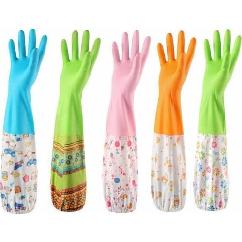 New Housekeeping Kitchen Cleaning PVC Gloves Household Warm Durable Waterproof Dishwashing Glove Water Dust Cleaning SN3202