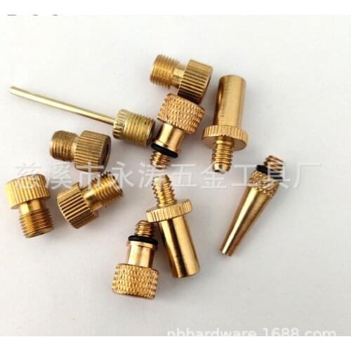 WholeSale 1000pcs/lot 100sets 10in1 Pump Adaptor Set Kit Needle Valve Adapters Connector Foot Ball Airbed Bicycle Tyre Brass