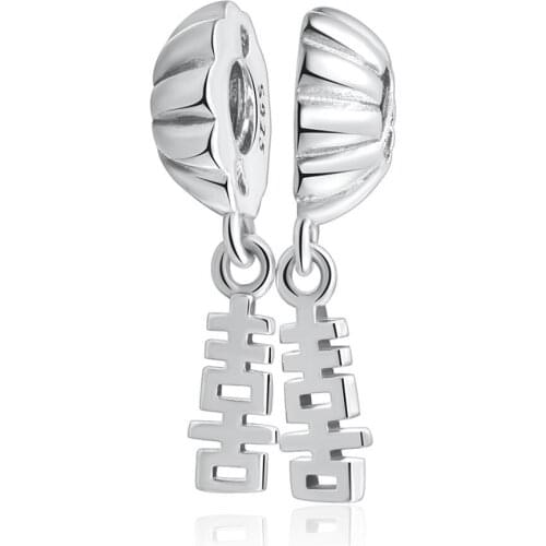 Authentic S925 Pendant Bead Marriage Blessing Charm fit Lady Bracelets DIY Jewelry