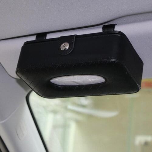 PU Car Tissue Box With Sun Visor Clip Napkin Holder