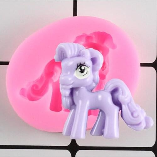Pony Silicone Mold Cake Border Fondant Mould Cookie Baking Cake Decorating Tools Baby Birthday Candy Resin Clay Chocolate Molds