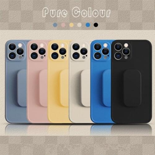 Retro Bracket Shockproof Phone Case For iPhone 12 11 Pro Xs Max X Xr 7 8 Plus Lens Protection Case simple cool colors Back Cover
