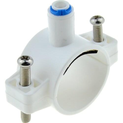 RO Water 40mm Drain Waste Water Pipe Clamp Saddle Valve Clips 1/4" OD Hose Quick Connection Reverse Osmosis Aquarium System