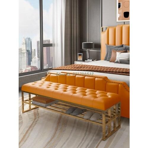 Light Luxury Bed End Stool Leather Bed End Couch Home Door Shoe Changing Stool Bedroom Bed Couch Bed Front Stool Sofa Stool Long