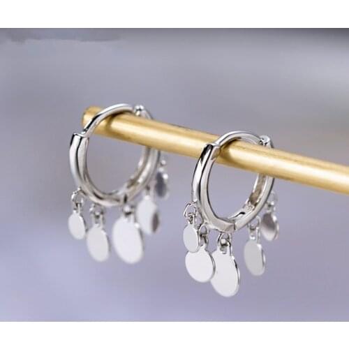 JK Delicate Fresh Style Women Hoop Earrings Metal Sequin Pendent Daily Wearable Nice Present Female Earrings Fashion Jewelry