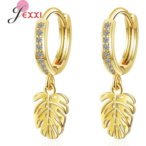 Amazing 925 Sterling Silver Leaves Hoop Earrings Wholesale Fashion Style Bohemia Earring Hoops For Wedding Anniversary Party