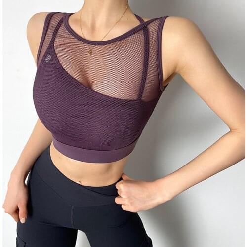 Mesh Breathable Yoga Bra Tops Fitness Women Shockproof Sports Bra Workout Running Sportswear Underwear Sexy Back Sport Bra