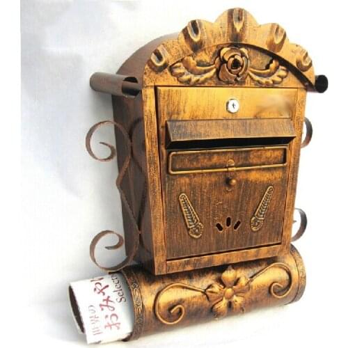 Outdoor mailbox Wall Mounted Galvanized Sheet Mailbox Metal Mail Box Wrought Iron Letter Post Box Rustic Postbox Gardon Decor