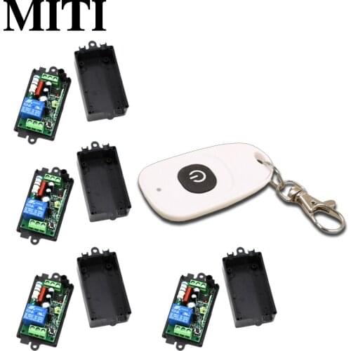 High Quality New Design AC110V 220V 1CH RF Wireless Remote Control Switch System 1 Transmitter +4 Receiver 315/433mhz
