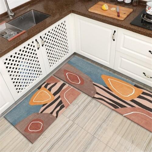 Colorful Geometric Graffiti Bedroom Mat For Girls Room Nordic Abstract Printed Kitchen Floor Mat Anti-slip Washable Bathroom Mat