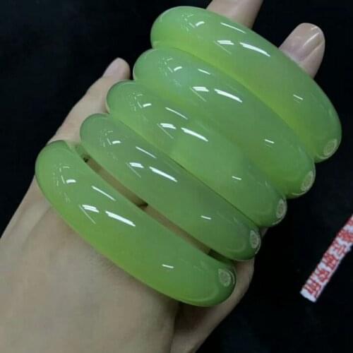 Fine jewelry with Certificate for Natural Grape Thickened Ice Green Chalcedony Bracelet