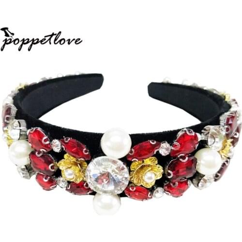 Women Fashion Crystal Beaded Hair Hoop Headband Headwear for Girls Rhinestone Hair Accessories Gifts tocados para el pelo