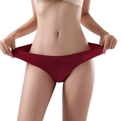 Women Sports Thong Ice Silk Seamless Briefs Sexy Solid Color Underwater Comfortable Breathable Low-Waist G-String Ladies Panties