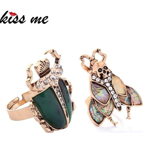 Kissme Rings 2021 New Natural Stone Insect Vintage Finger Rings For Women Fashion Jewelry Wholesale