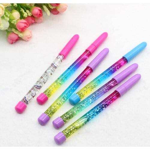 1pcs 0.5mm Fairy Stick Creative Rainbow color Ballpoint Pen Drift Sand Glitter Crystal Ball Pen for girls gift stationery Hot
