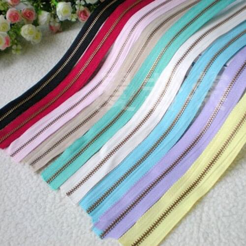 10PCS 3# Metal Bronze Zipper DIY Handmade Accessories for Clothes Handbag Purse Supply Long Jacket Open Long Zipper