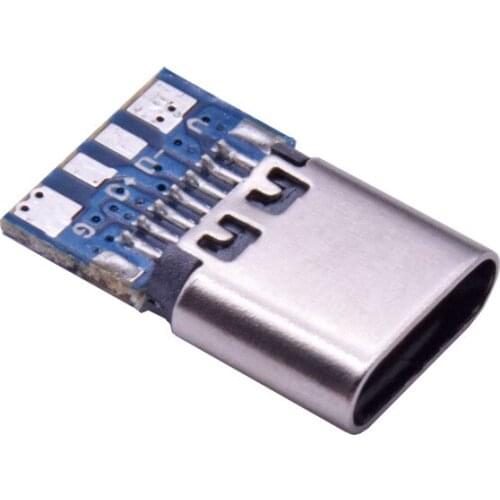 10pcs USB 3.1 Type C Connector 14 Pin Female Socket Receptacle Through Holes PCB 180 Vertical Shield USB-C