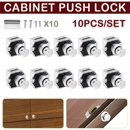 10pcs Silver Plating Diameter 20mm Camper Car Push Lock RV Caravan Boat Drawer Latch Button Locks Tool Parts