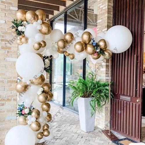 138pcs White Latex Balloon Garland Chrome Metallic Gold Globos Arch Kit For Baby Shower Party Birthday Decoration Supplies