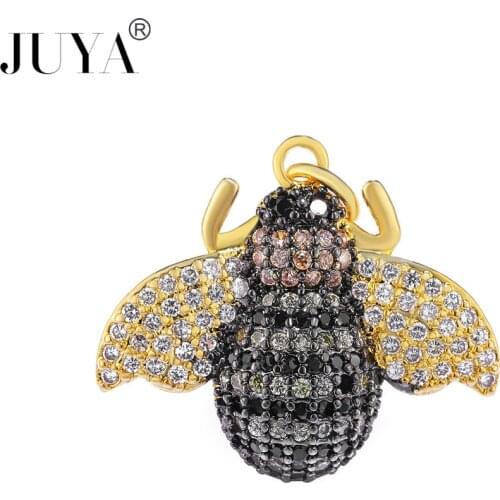 2018 NEW pendants jewelry making Top Quality Copper Metal Inlaid AAA CZ Rhinestone Gold Insect Bee Charms Making Jewellery