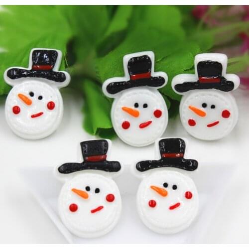 30pcs/lot about 25MM flat back resin Christmas snowman with hat DIY resin cabochons accessories