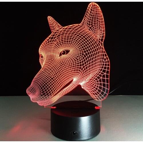 3D Dog Shape Lamp 7 Colorful 3D Visual Touch Desk Table Light LED Acrylic Lamp Creative Energy-Saving Light Home Decor Bedroom