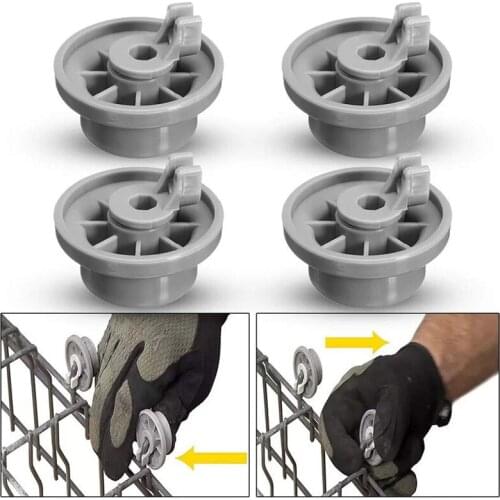 4 x Dishwasher Lower Basket Rail Wheels for Neff & Siemens Grey 165314