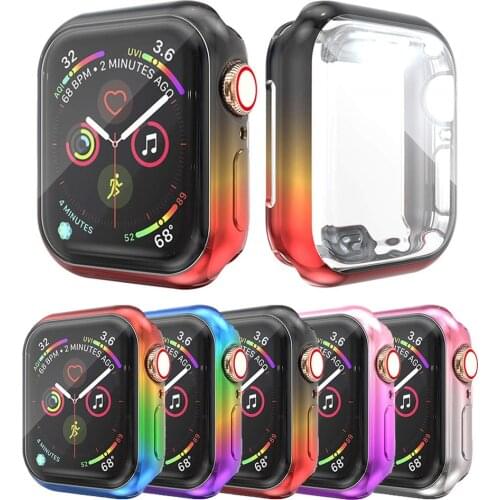 5 PC Gradient Color Flexible Case for Apple Watch SE Series 6/5/4 Soft TPU Plating Cover Protective Bumper for iWatch 44MM 40MM