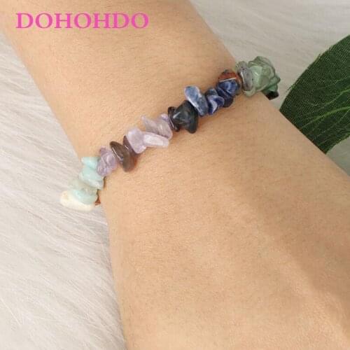DOHOHDO Natural Stone 7 Chakra Bracelets Pulseras Mujer Healing Crystal Bracelet Chipped Gravel Beads Gifts For Women Armband