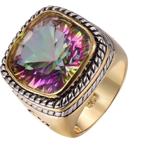 Factory price Huge Rose Rainbow Crystal ZirconGold Filled Beautiful Ring Size 6 7 8 9 10 F1317