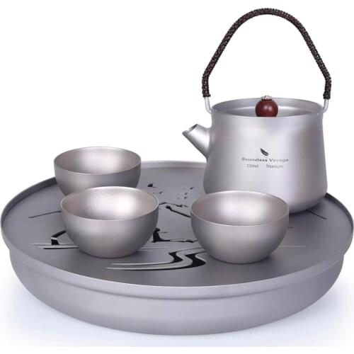Boundless Voyage Landscape Painting Tea Sets Titanium Tea Tray Titanium Tea kettle Travel Home Office Cup 230ml 800ml Tea Kettle