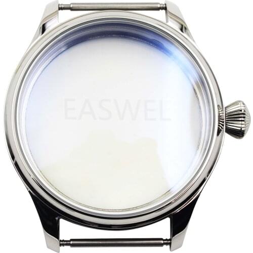 New 44mm Stainless Steel Watch Case Fit For ETA 6497 6498 Hand Winding Movement
