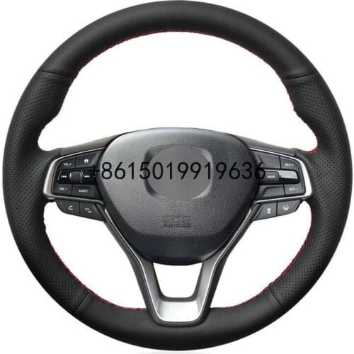 For Honda Accord 10th Black artificial leather hand-sewn steering wheel cover
