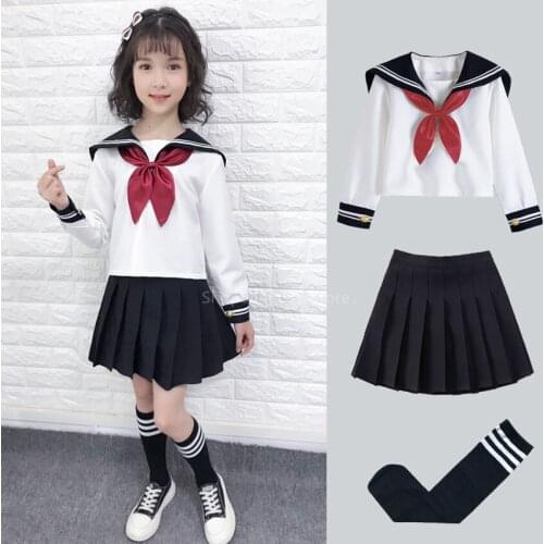 COSTAR Hot Kid JK Sailor Dress Girl Japanese Orthodox School Uniform Pleated Skirt Navy Long Short Sleeve Kawaii Suit Anime COS
