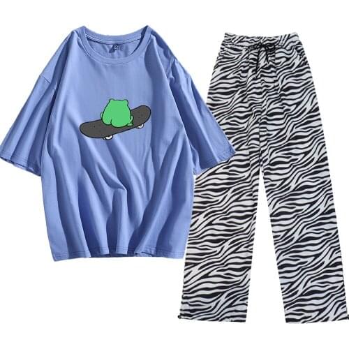 Girls Joggers Frog on Skateboard Cotton Shirt Cute Harajuku T Shirts Casual Pants Trousers Half Sleeve Tees Sweat Unisex Clothes