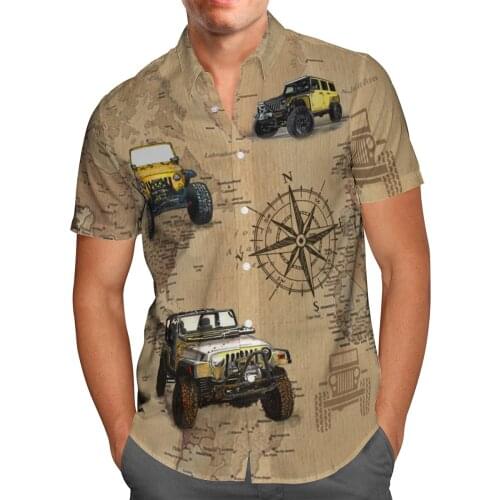Car 3D Print Beach Hawaiian 2021 Summer Vintage Shirt Short Sleeve Shirt Streetwear Oversized 5XL Camisa Social Chemise Homme