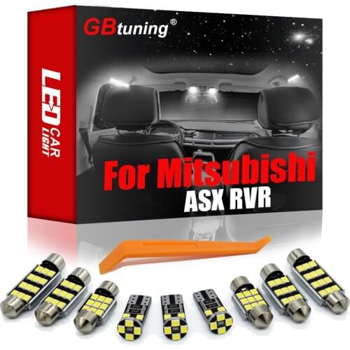 GBtuning Canbus LED 10PCS For Mitsubishi ASX RVR Outlander Sport 2010-2019 2020 Auto Ceiling Map Dome Lamp Interior Light Kit