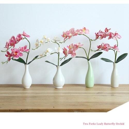 Artificial Orchid Simulation flower Green Plant With leaves For Home Wedding Living Room Tv Desk Arrangement Decorative