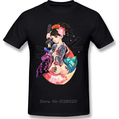 Unisex Quality Yakuza Tatoo Ukiyoe T-shirt Vintage Men Cotton O-neck TShirt Hip Hop Tees Tops Streetwear Harajuku