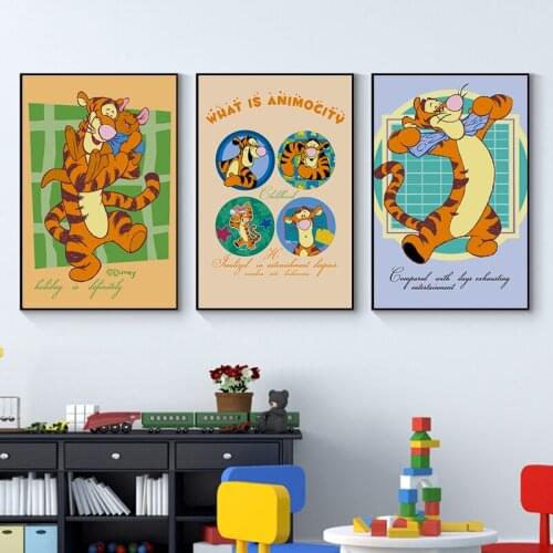 Canvas Painting Disney Cartoon Winnie The Pooh and Tigger Anime Posters And Prints Room Decor Wall Art Picture Home Decoration