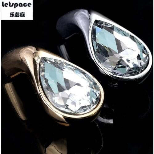 2PCS Free Shipping Luxury Furniture Advanced Handle Silver Gold Crystal Kitchen Cabinet Wardrobe Door Pull Cupboard Dresser Knob