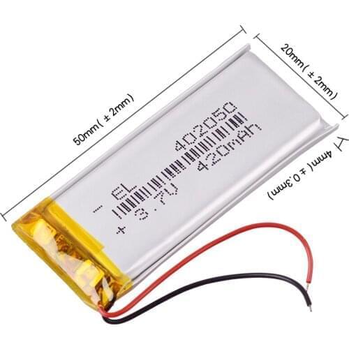 10pcs/Lot 402050 3.7V 420mAh lithium Polymer Battery For MP3 MP4 GPS DVD bluetooth recorder e-book camera 382250P 042050