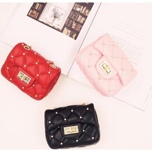 Toddler Kids Baby Girls Mini Bags Fashion Girl PU Leather Rivet Bag Princess Messenger Backpacks Korea Chain Purse