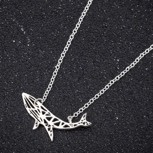 Cute Stainless Steel Shark Necklace Origami Sea Animal Pendant Necklaces For Women Girl Dolphin Choker Teens Summer Jewelry