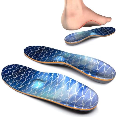 Memory Foam Blue Printing Soft Orthotic Arch Support Insoles with High Arch Foot EVA Orthopedic Insoles for Men and Women