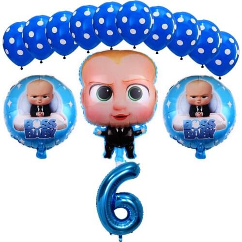 14pcs Boss Baby Cartoon 32 inch Number Foil Balloons Baby Shower 1 2 3 4 5 6th Birthday Party Decorations Balloon Helium Globoes