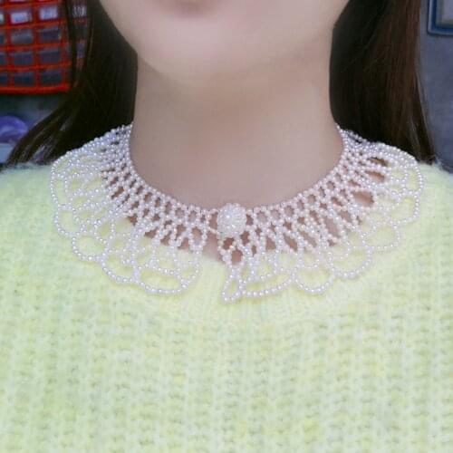 18" Hand Weave Freshwater Cultured Pearl V Neck Cape