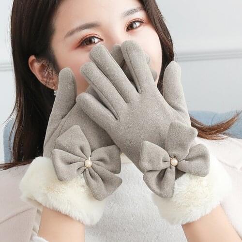 New Fashion Cationic Gloves, Ladies Autumn and Winter Plus Cashmere Warm Outdoor Riding Touch Screen Wind and Cold Gloves