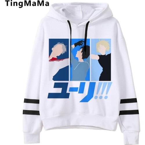 New Japanese Anime Yuri on Ice Hoodies Women Kawaii Hip Hop Winter Cartoon Graphic Streetwears Yaoi Unisex Sweatshirts Female